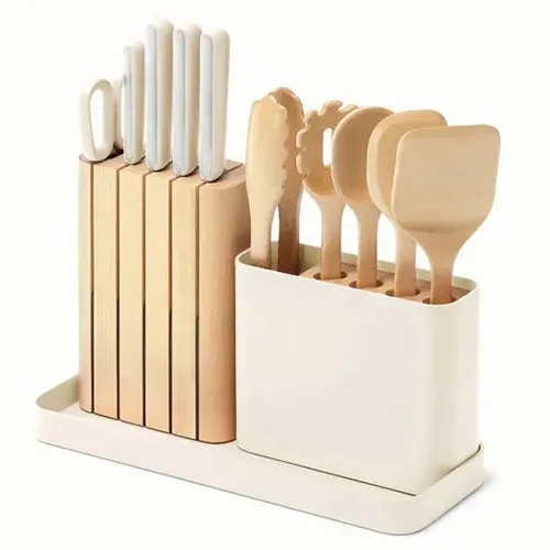 14pc Knife & Utensil Set Cream