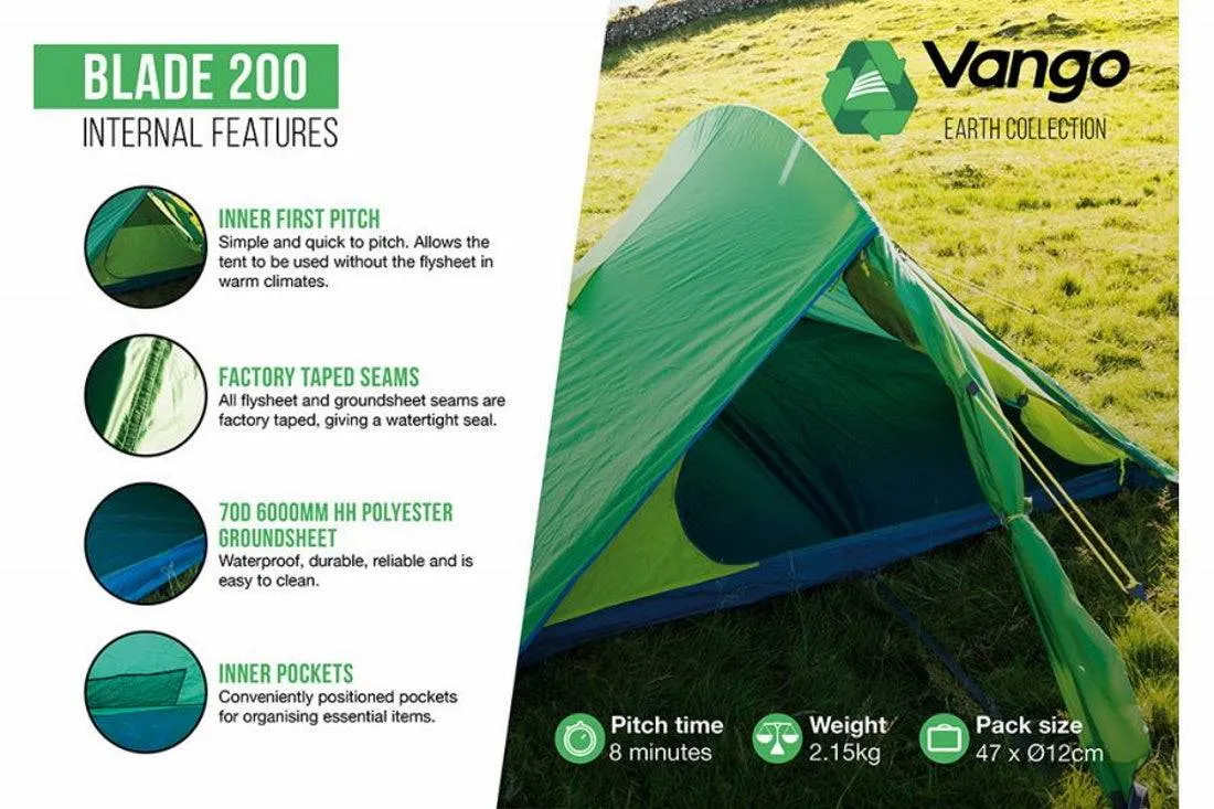 2 Person Tent - Blade 200 - 2.15kg by Vango