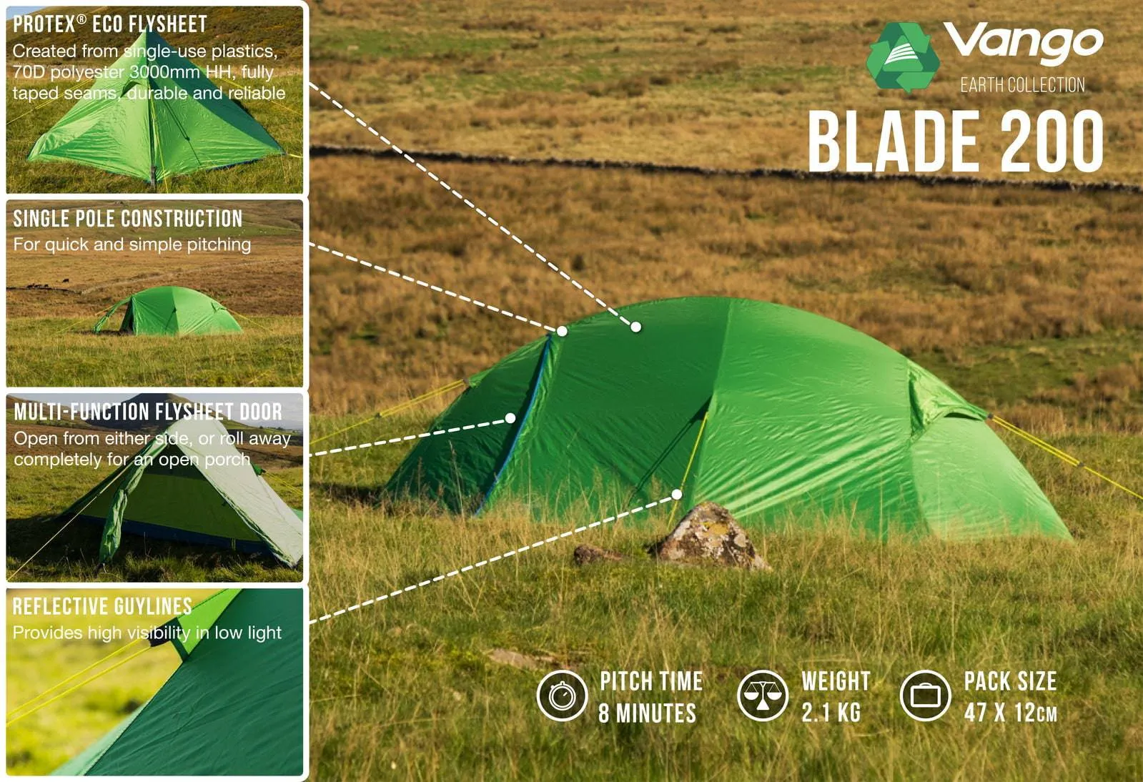 2 Person Tent - Blade 200 - 2.15kg by Vango