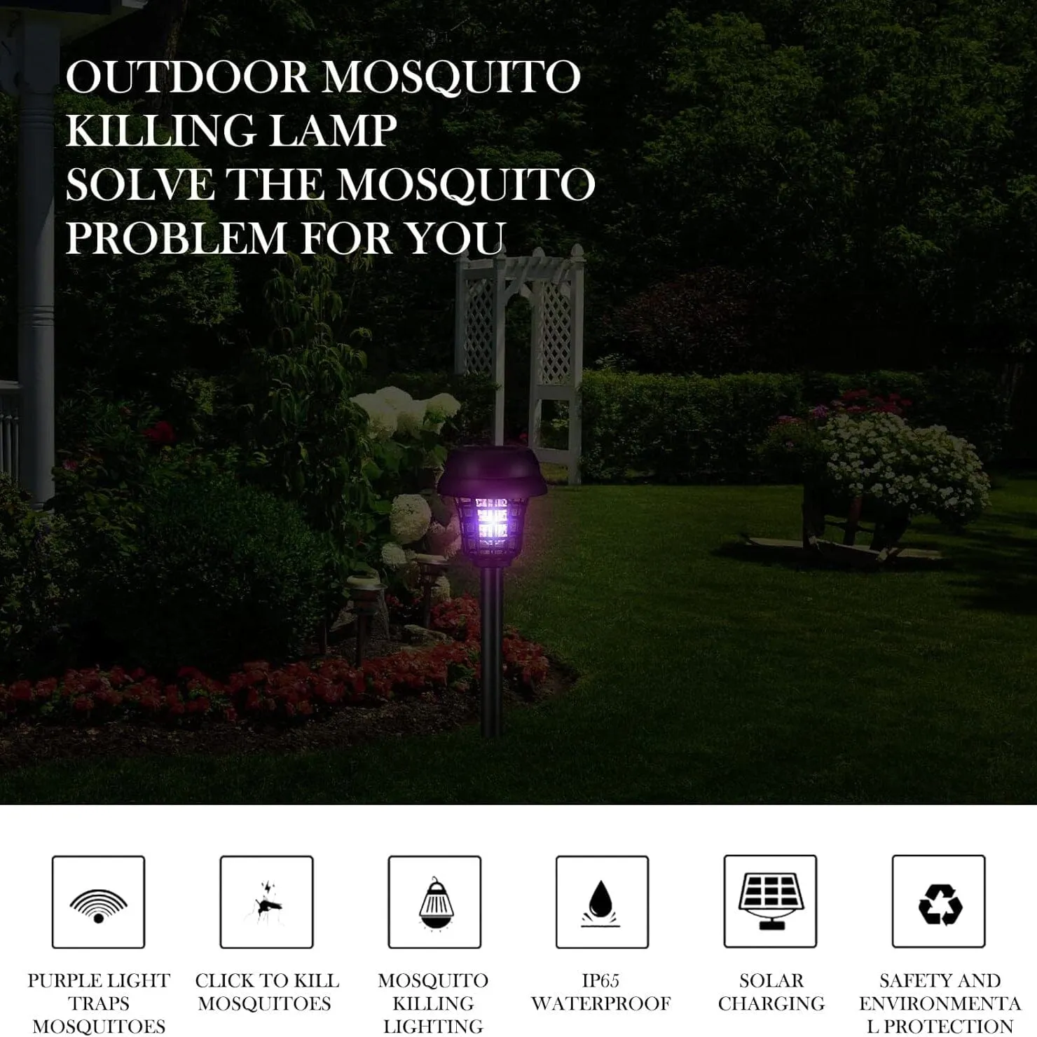 2-Piece: Solar Waterproof Outdoor Bug and Mosquito Zapper