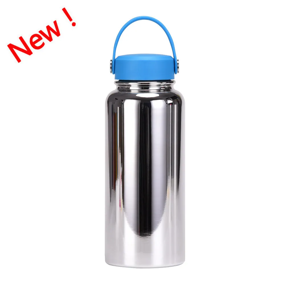 2024 New Stainless Steel Sports Water Bottle Large Capacity 1L Large Mouth Insulated Cup Portable Outdoor Water Cup.