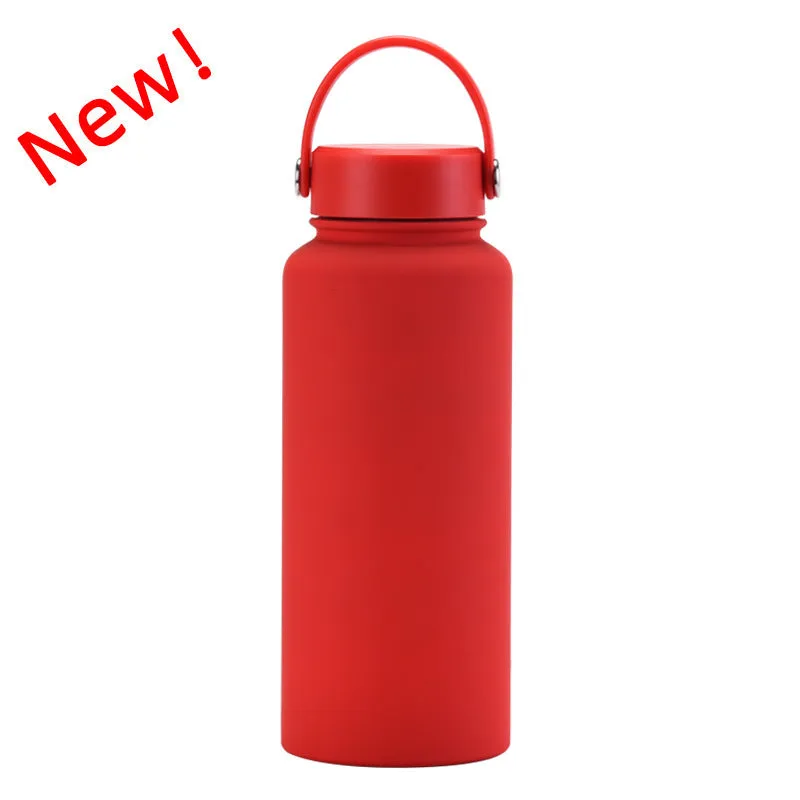 2024 New Stainless Steel Sports Water Bottle Large Capacity 1L Large Mouth Insulated Cup Portable Outdoor Water Cup.