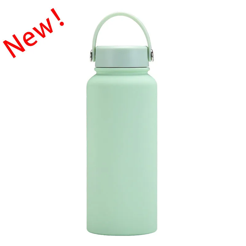 2024 New Stainless Steel Sports Water Bottle Large Capacity 1L Large Mouth Insulated Cup Portable Outdoor Water Cup.