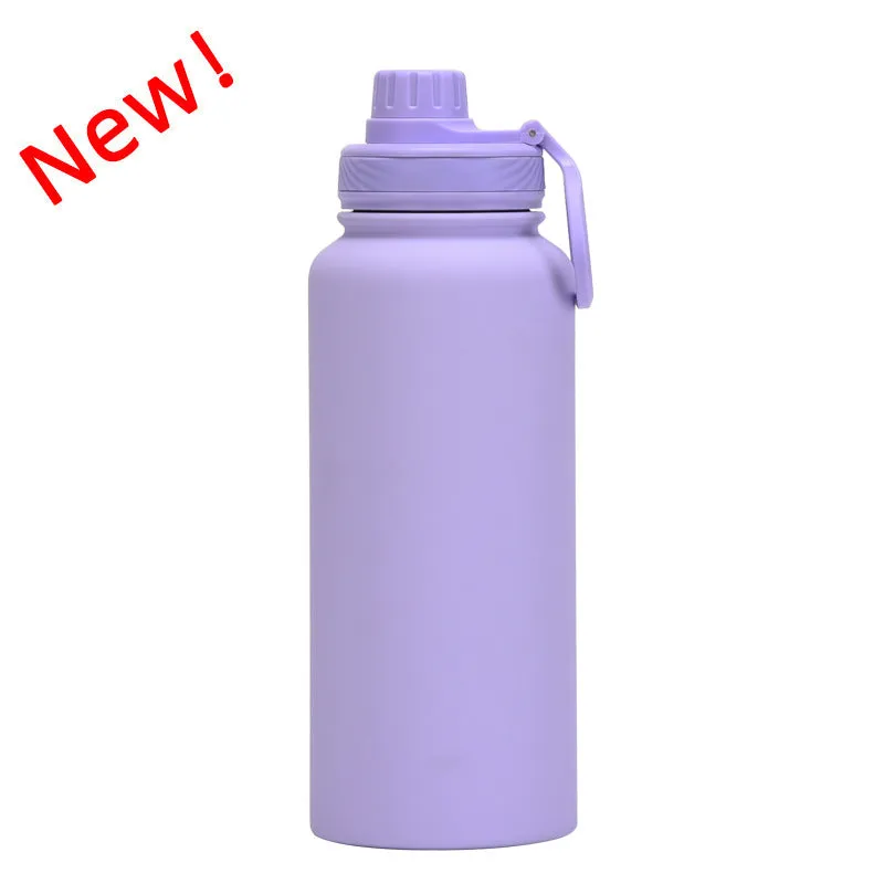 2024 New Stainless Steel Sports Water Bottle Large Capacity 1L Large Mouth Insulated Cup Portable Outdoor Water Cup.