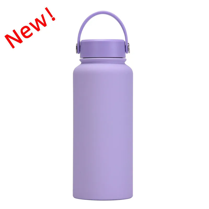 2024 New Stainless Steel Sports Water Bottle Large Capacity 1L Large Mouth Insulated Cup Portable Outdoor Water Cup.