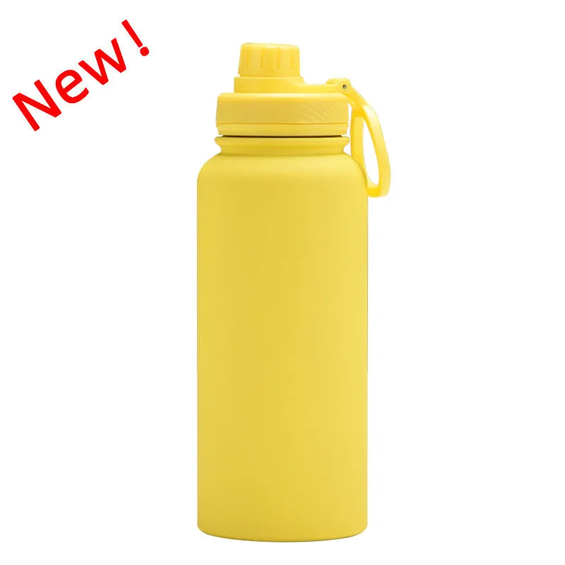 2024 New Stainless Steel Sports Water Bottle Large Capacity 1L Large Mouth Insulated Cup Portable Outdoor Water Cup.