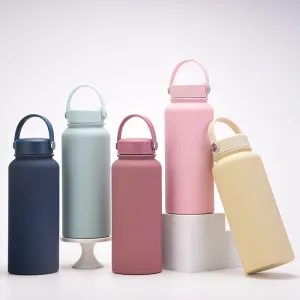 2024 New Stainless Steel Sports Water Bottle Large Capacity 1L Large Mouth Insulated Cup Portable Outdoor Water Cup.