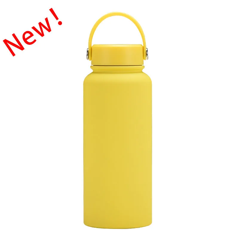 2024 New Stainless Steel Sports Water Bottle Large Capacity 1L Large Mouth Insulated Cup Portable Outdoor Water Cup.