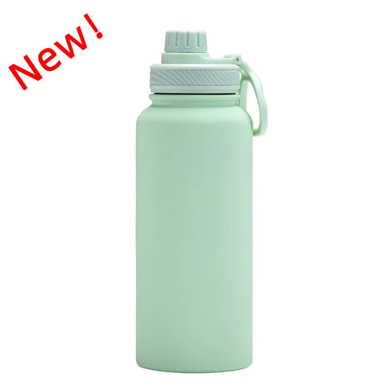 2024 New Stainless Steel Sports Water Bottle Large Capacity 1L Large Mouth Insulated Cup Portable Outdoor Water Cup.