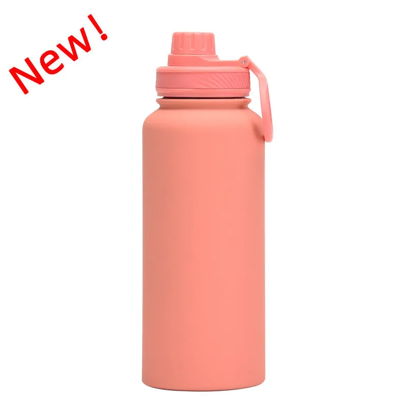 2024 New Stainless Steel Sports Water Bottle Large Capacity 1L Large Mouth Insulated Cup Portable Outdoor Water Cup.