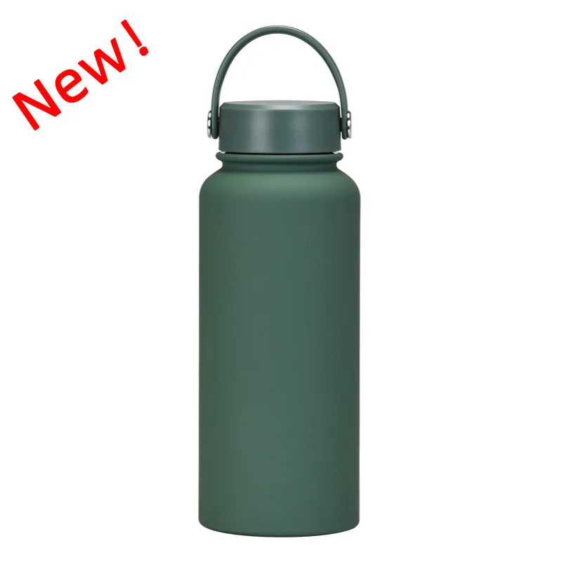 2024 New Stainless Steel Sports Water Bottle Large Capacity 1L Large Mouth Insulated Cup Portable Outdoor Water Cup.