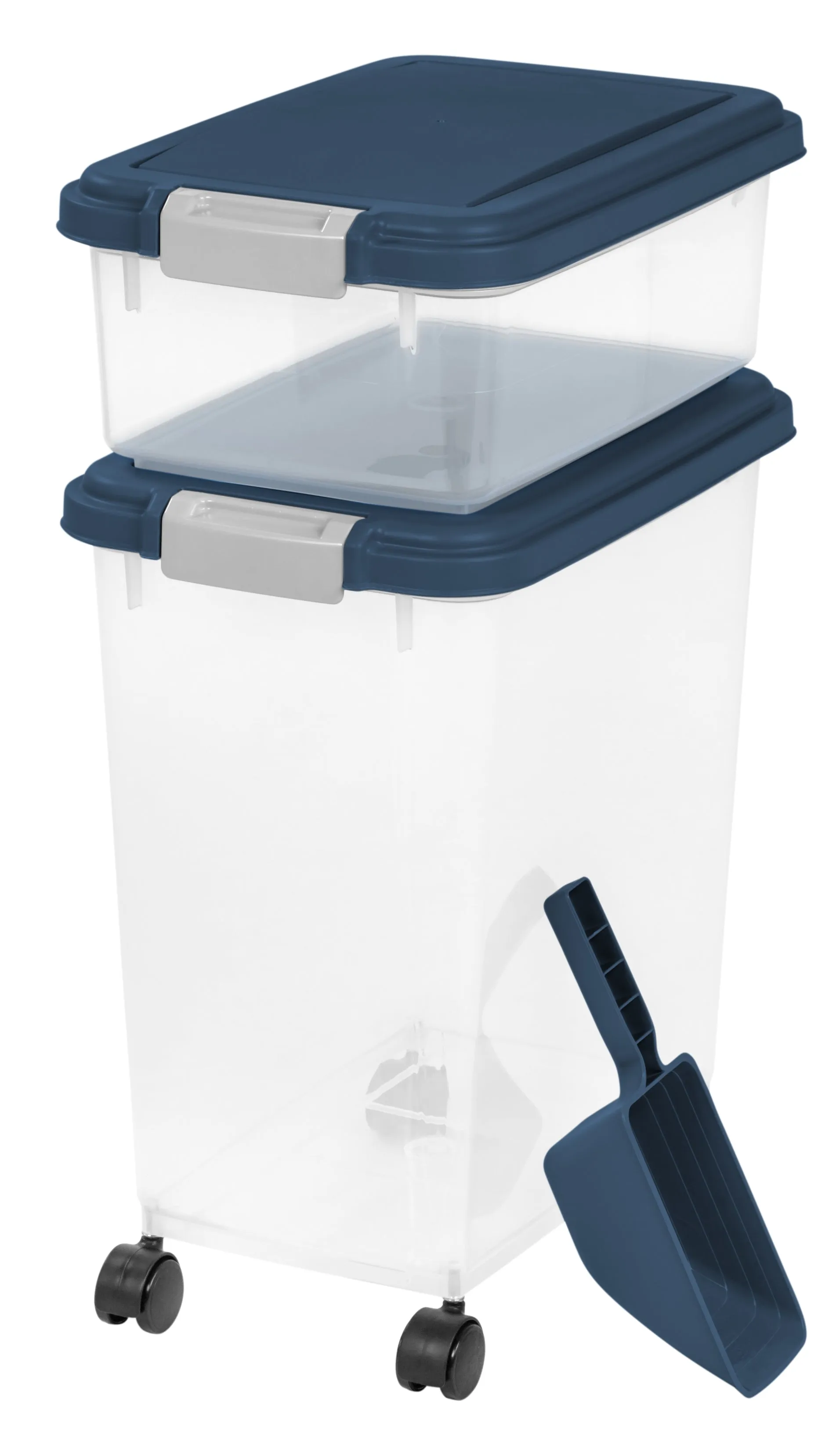 3-Piece WeatherPro® Airtight Pet Food Container Combo, Navy Blue