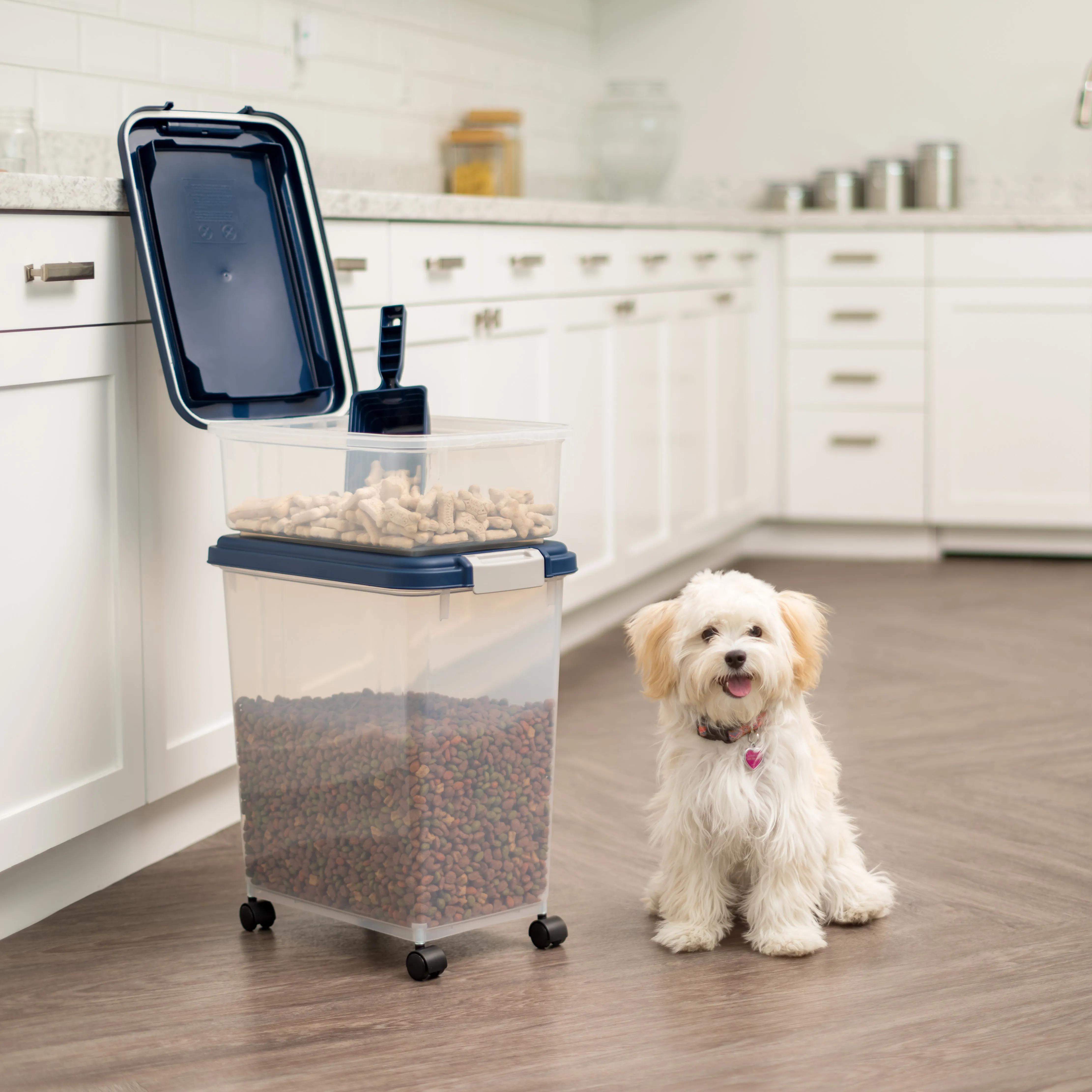 3-Piece WeatherPro® Airtight Pet Food Container Combo, Navy Blue