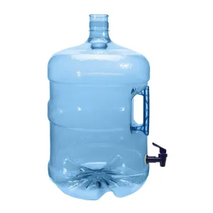 5 Gallon PET Plastic Reusable Water Bottle Container Jug with Crown Cap and Valve - Made in USA