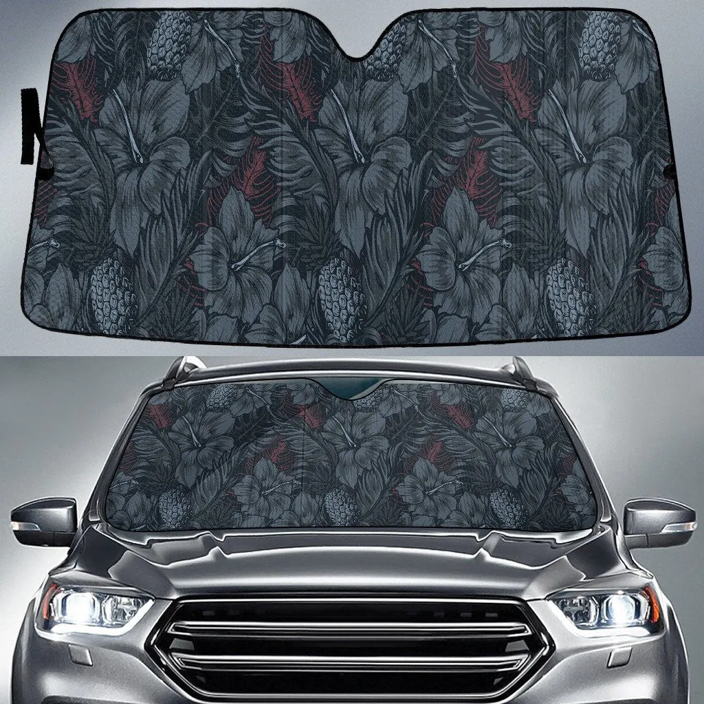 Black And Grey Hawaiian Hibiscus Flower Car Sun Shades Cover Auto Windshield Coolspod