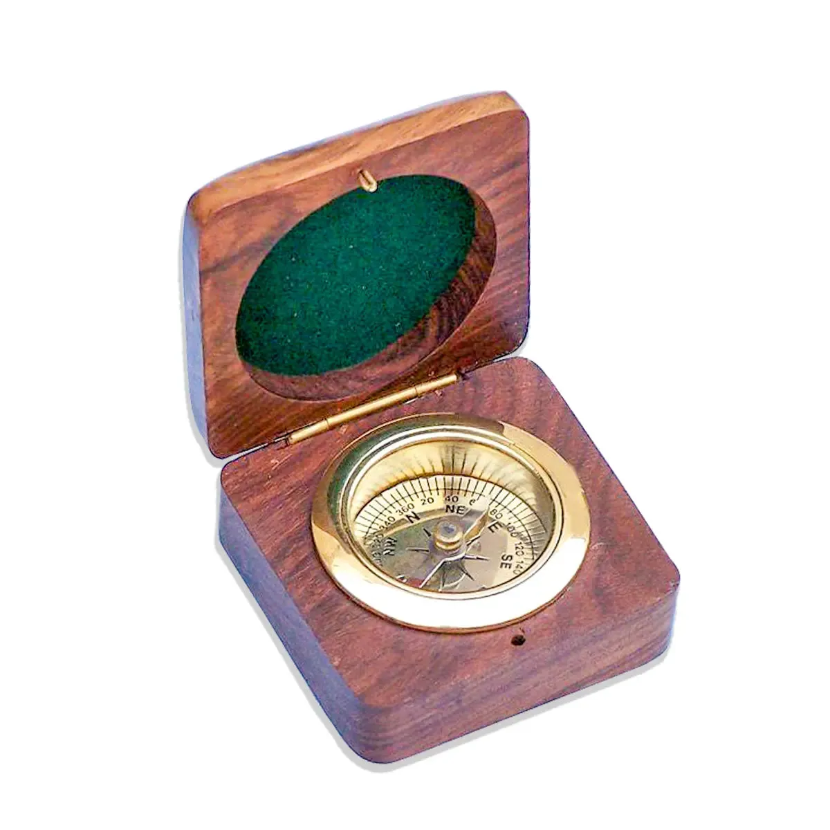 Brass Compass With Wooden Box BCW109