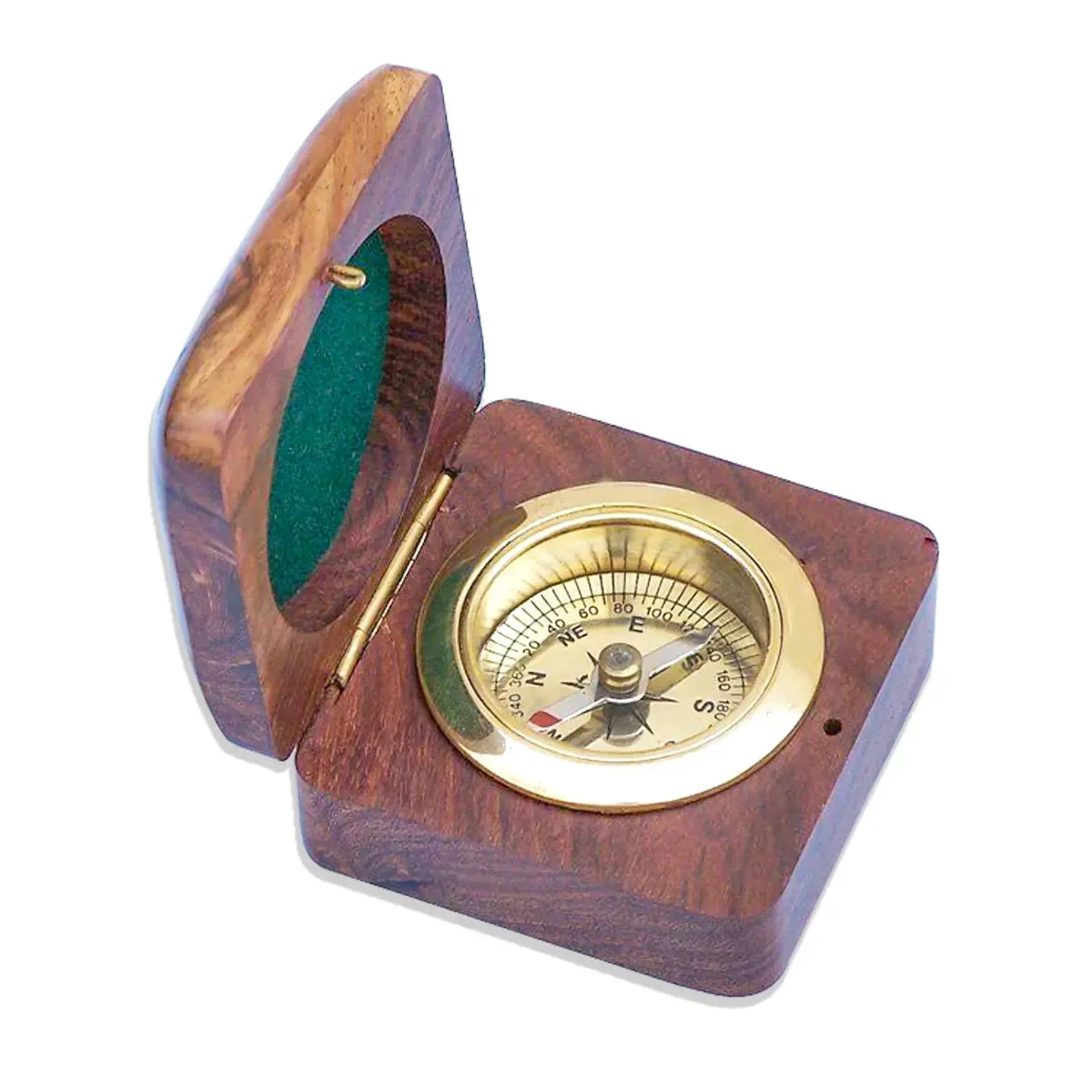 Brass Compass With Wooden Box BCW109