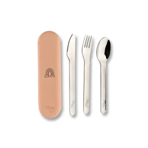 Citron 3 Piece Cutlery Set With Silicone Case - Blush Pink