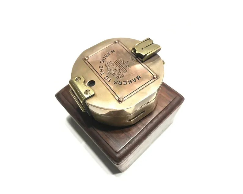 Compass - Antique Working Heavy Survey Brass Brunton Compass With Wooden Case - Husband Hubby Gift - Gift For Marine Man