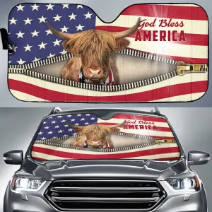 Cute Highlander Car Sunshade For Farmer, Farm Auto Sun Shade Protectors