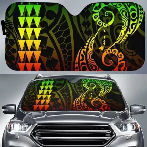 Deep Red Kakau Polynesia Hawaii Car Sun Shade - Ah - J6 Cover Auto Windshield Coolspod