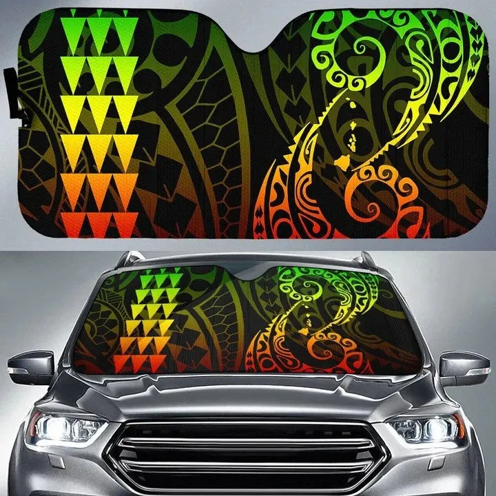 Deep Red Kakau Polynesia Hawaii Car Sun Shade - Ah - J6 Cover Auto Windshield Coolspod