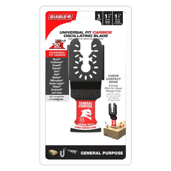 Diablo | 1-1/4" AMPED™ Demo Demon™ Universal Fit Carbide Teeth Oscillating Blade for General Purpose Cuts