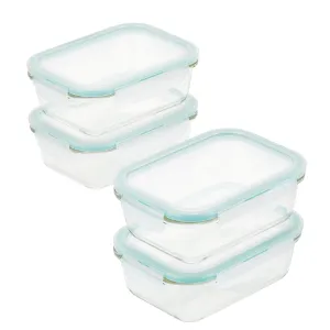 Glass 4-Piece 21-Oz. Rectangular Food Storage Container Set