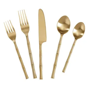 Gold Finish Bamboo Flatware Set