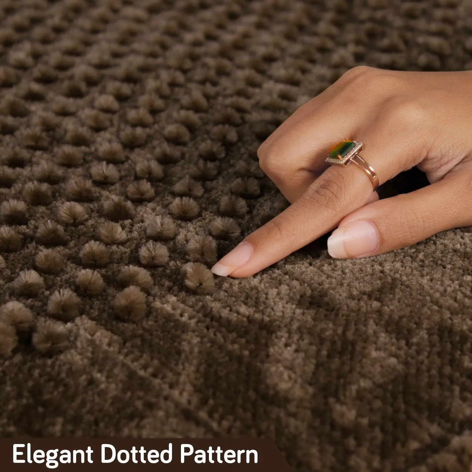 Handloom Made Thick Poly Velvet Reversible Sofa Mat for 1/2/3 Seater, Cedar Brown