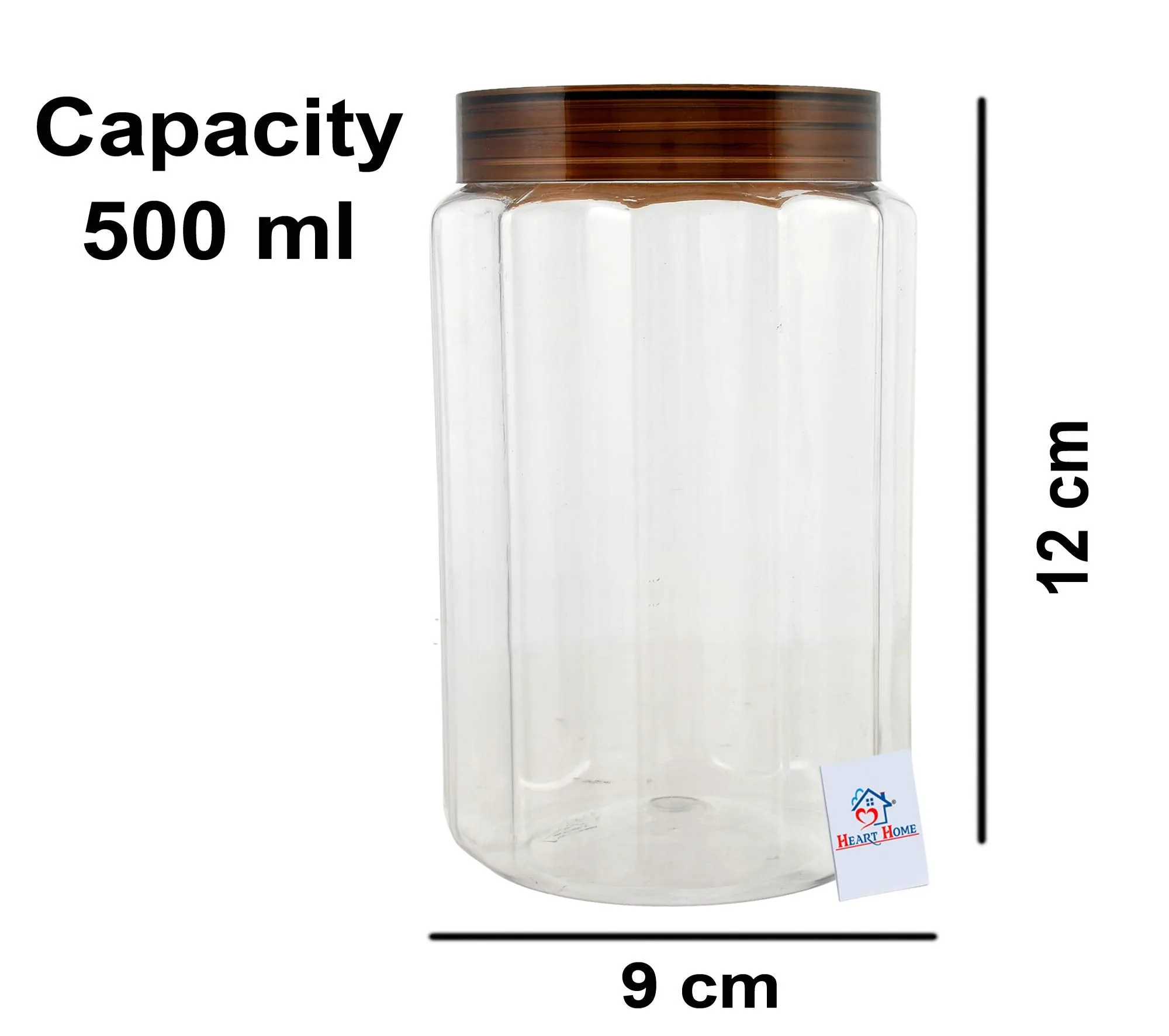 Heart Home Opal Airtight Food Storage Containers Kitchen Containers for Storage Set Plastic Storage Box for Kitchen Storage (Set of 3, 500 ml, Brown)-HEART10967