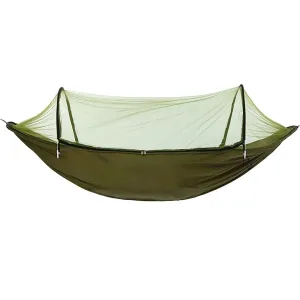 Kuber Industries Camping Hammock with Mosquito Net | Portable Hammocks with Tree Straps | Swing Sleeping Hammock Bed with Net | Nylon Hammock for Indoor - Outdoor | Green