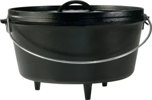 Lodge L12DCO3 Camp Dutch Oven, 8 qt Capacity, Cast Iron, Black, Bail Handle :EA: QUANTITY: 1