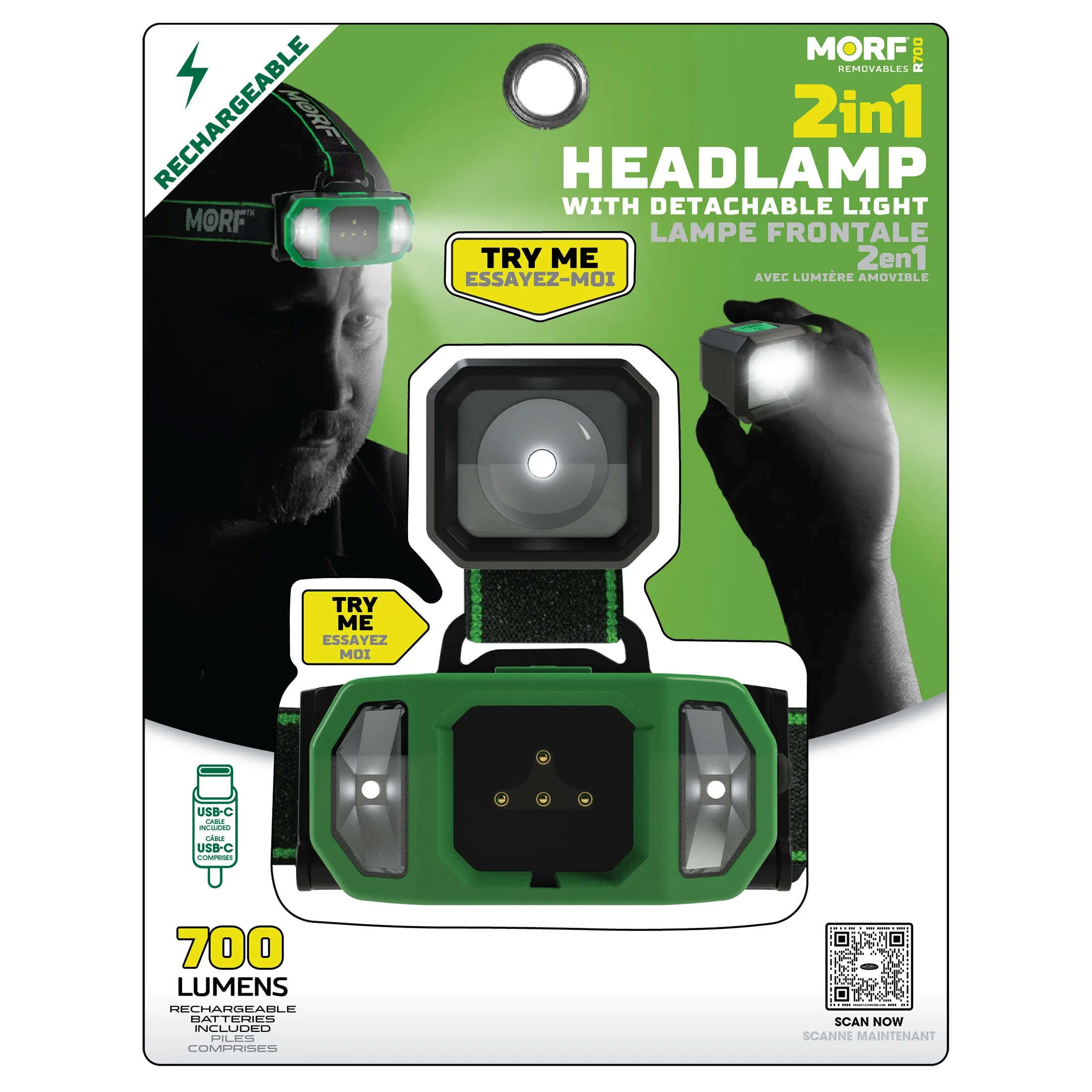 MORF® R700 REMOVABLE 700 LUMEN RECHARGEABLE HEADLAMP