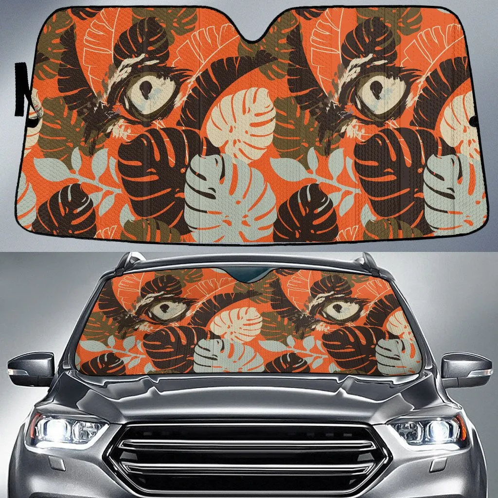 Multicolor Monstera Leaves Orange Theme Car Sun Shades Cover Auto Windshield Coolspod