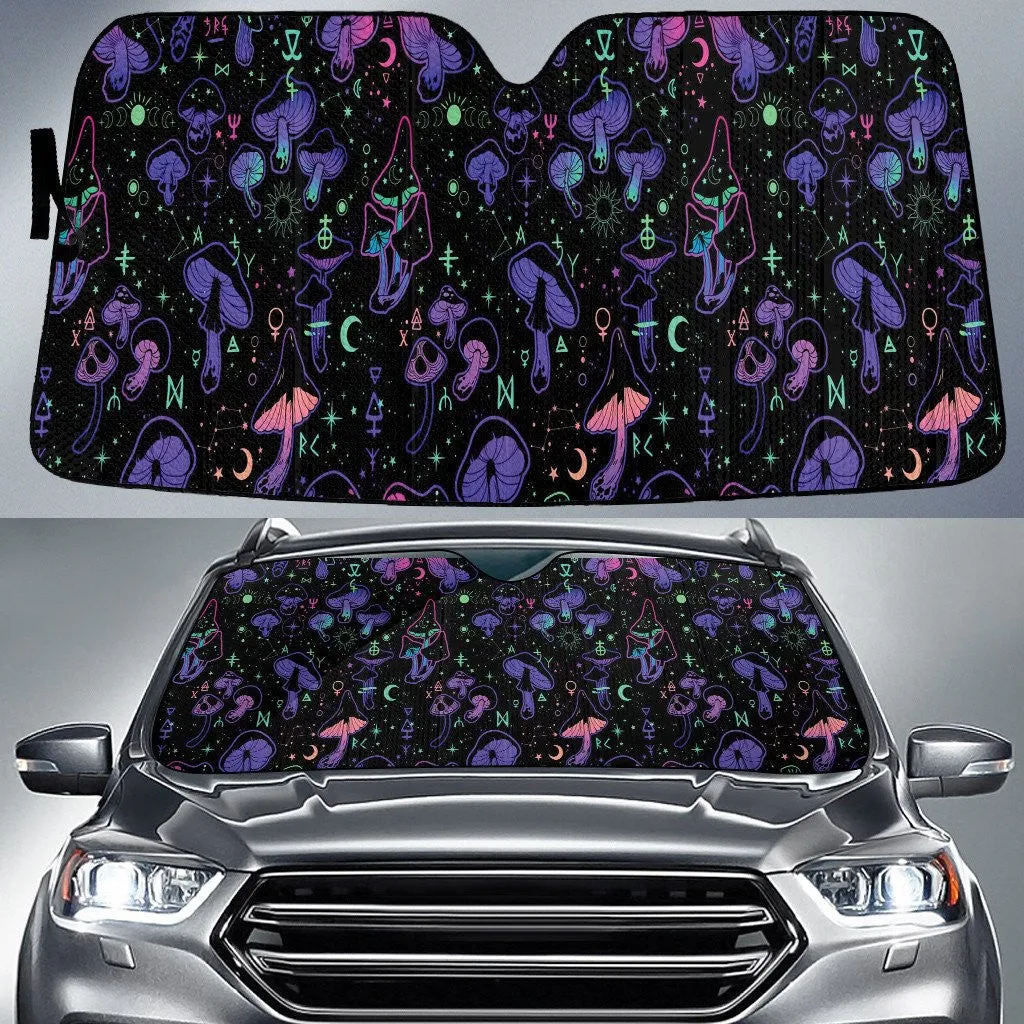 Neon Mushroom Universe System Black Car Sun Shades Cover Auto Windshield Coolspod