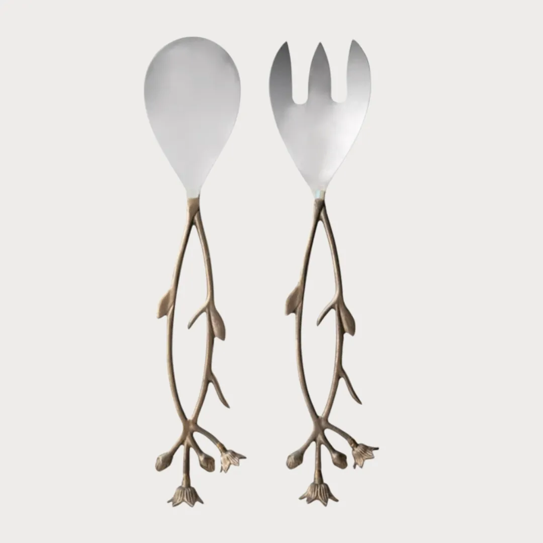 New Without Tags Stainless Steel & Brass Serving Utensil Set