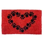 Paw Print Heart Handwoven Coconut Fiber Doormat