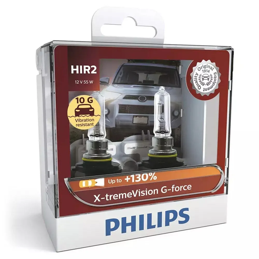 Philips 9012XVGS2 X-tremeVision G-Force 12V HIR2 55W Vibration Resistant  130% Headlight Globes (Twin Pack)