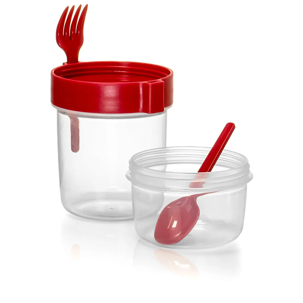 Red Co. Set of 4 Breakfast On the Go 21.9 Oz Reusable Overnight Oats Containers with Spoon & Fork – Pink, Yellow, Green, Red