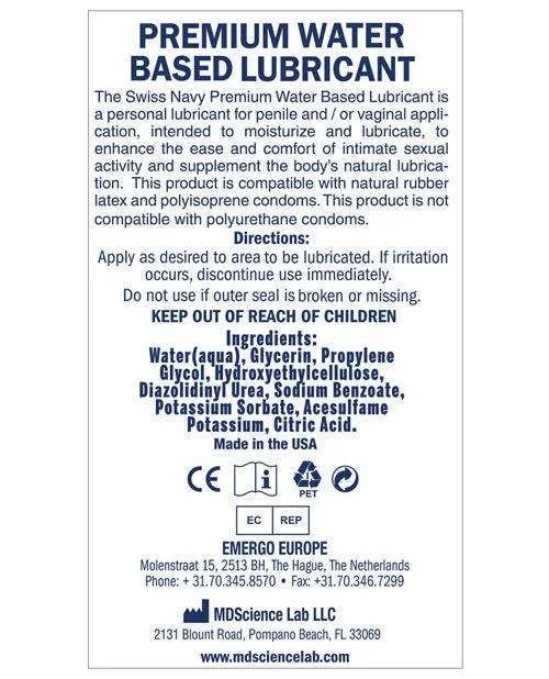 Swiss Navy Water Based Lube - 8 Oz or 32 Oz