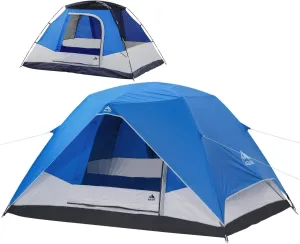 timeless 4 Person Dome Camping Tent with Rainfly, 9'x7'x55", Waterproof Easy Up, Lightweight Family Tent for Hiking Backpacking Traveling & Outdoor, Blue