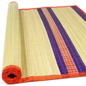 Traditional Chatai Mats for Home - Korai Grass Mat [6 X 3.5, Multicolor] Grass G1 Ivory Floor Mat