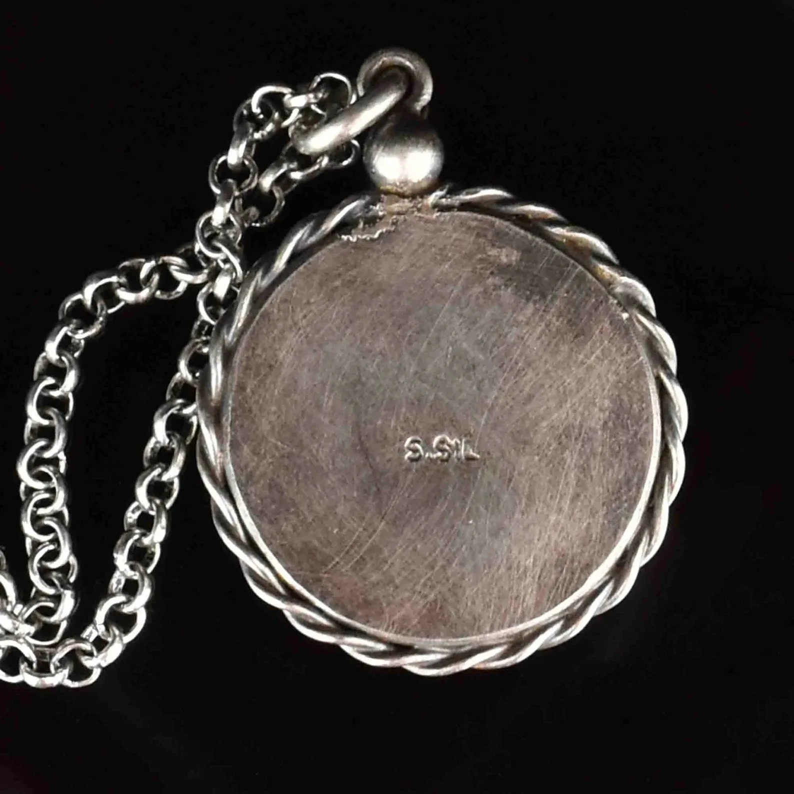 Vintage Silver Working Compass Fob Pendant Necklace